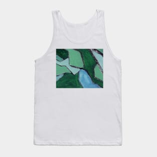 Cobalt Blue Navy Green Abstract Art Tank Top